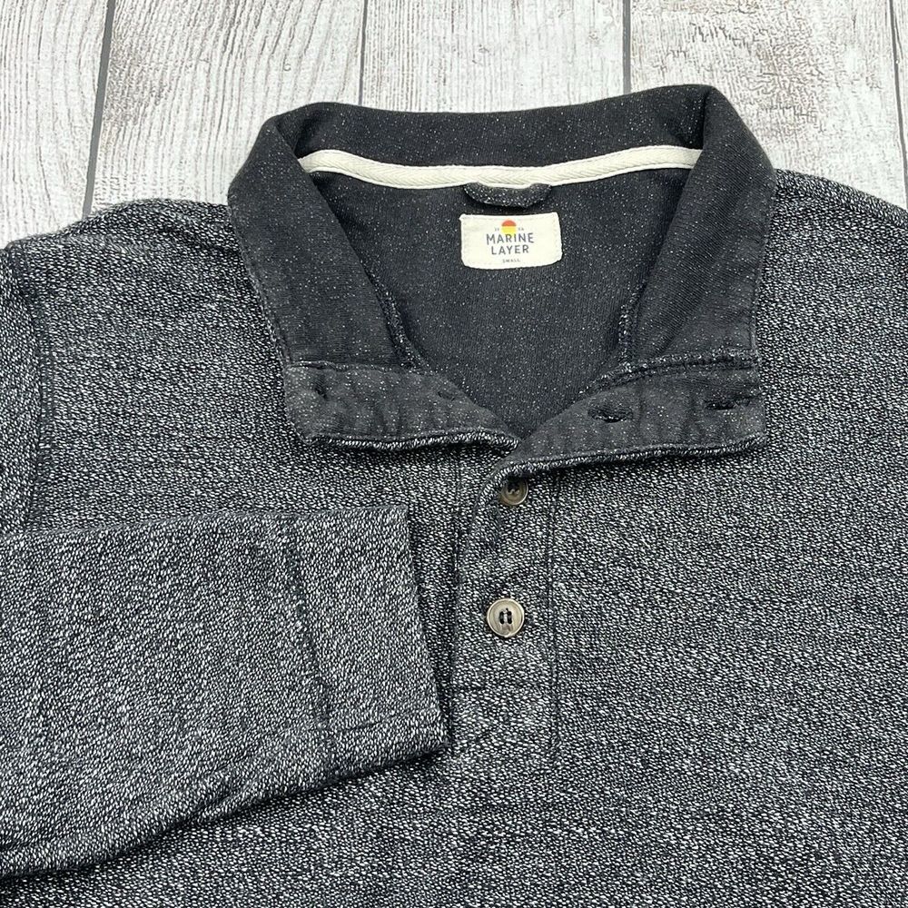 Marine Layer Clayton‎ Textured Pullover Sweatshirt 1/4 Button Gray Sz S Casual